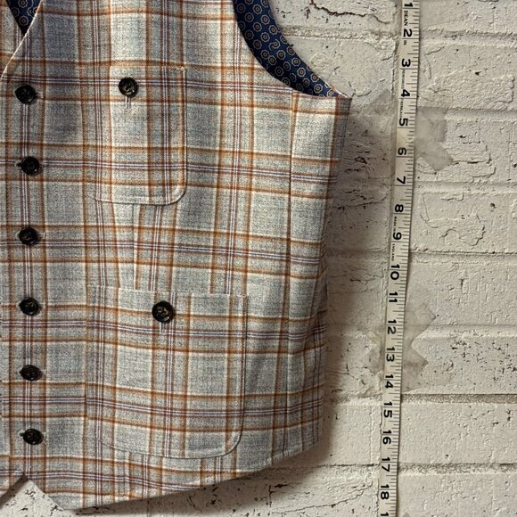 Murano Men’s Plaid Suit Vest – Size XL – Brown & Gray Checkered - Picture 4 of 10